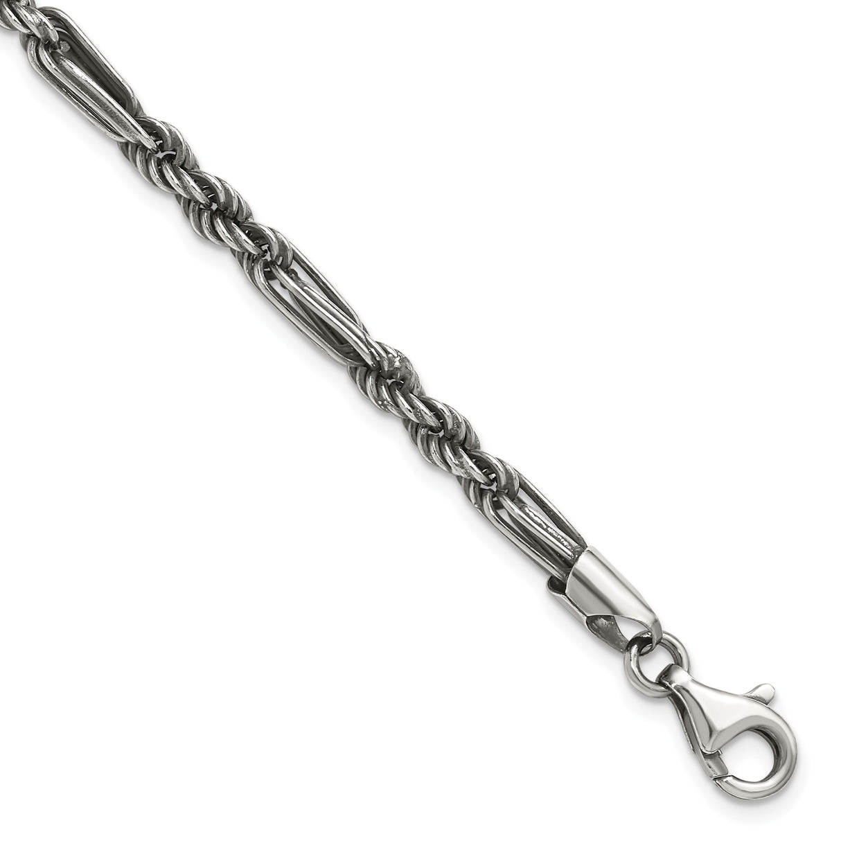 925 White Gold 4.4 mm Solid Chain Bracelet shown for scale