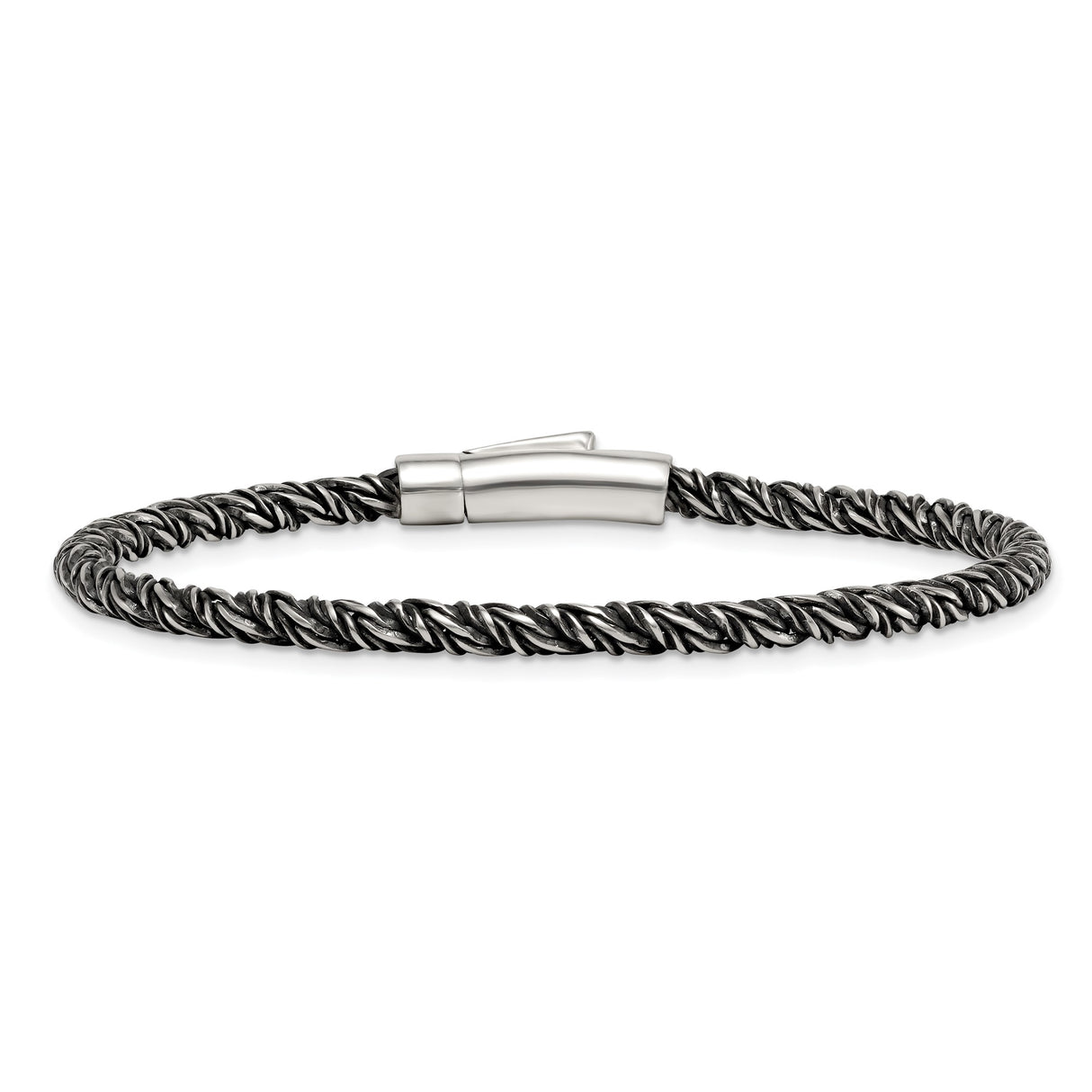925 White Gold 3.7 mm Franco Chain Bracelet, Solid alternate angle