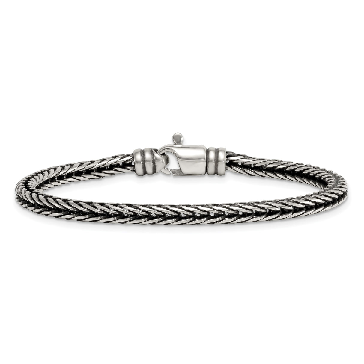 925 White Gold 4.2 mm Franco Chain Bracelet, Solid alternate angle