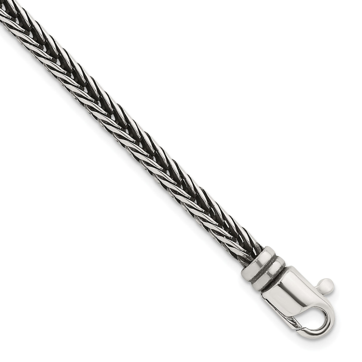 925 White Gold 4.2 mm Franco Chain Bracelet, Solid shown for scale