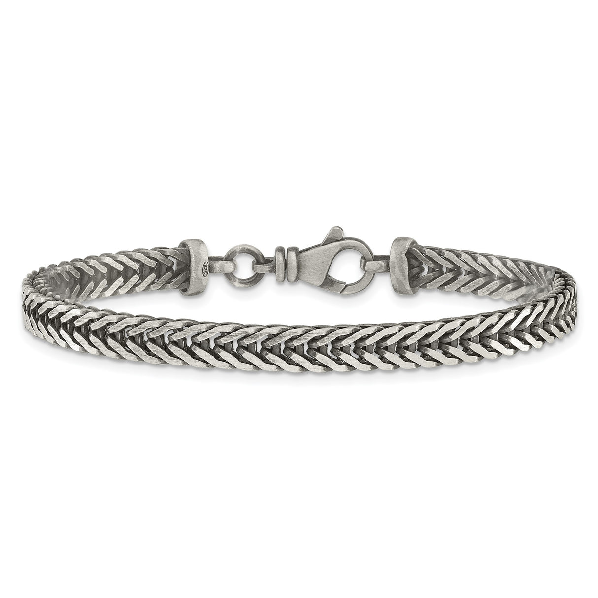 925 White Gold 5.5 mm Franco Chain Bracelet, Solid alternate angle