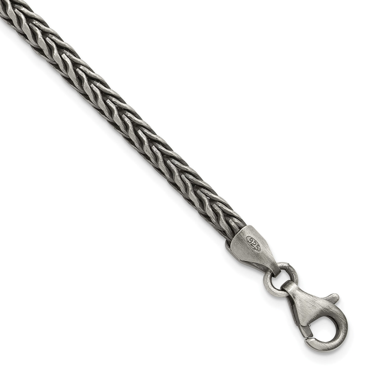 925 White Gold 3.9 mm Solid Chain Bracelet shown for scale