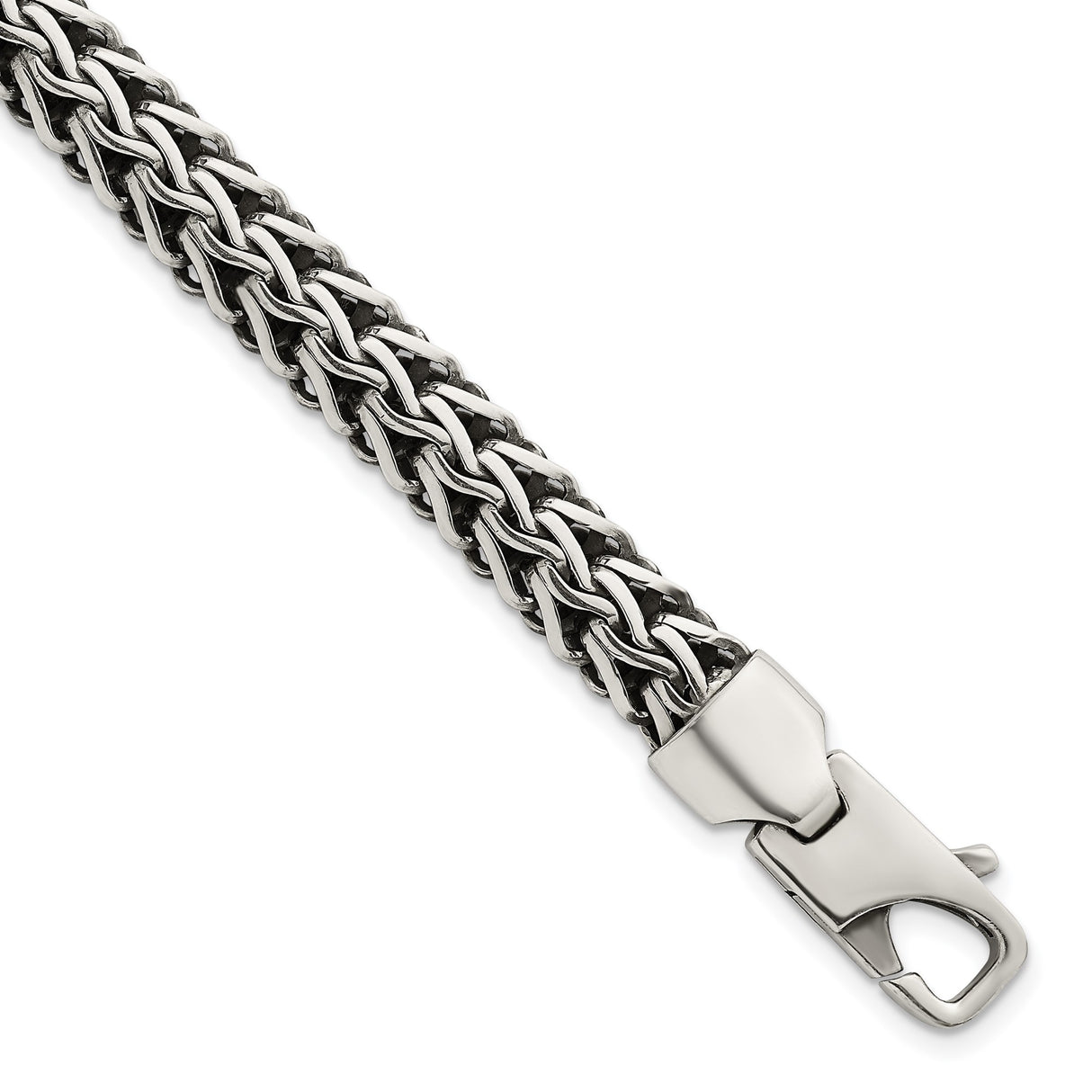 925 White Gold 8.2 mm Solid Chain Bracelet detail view