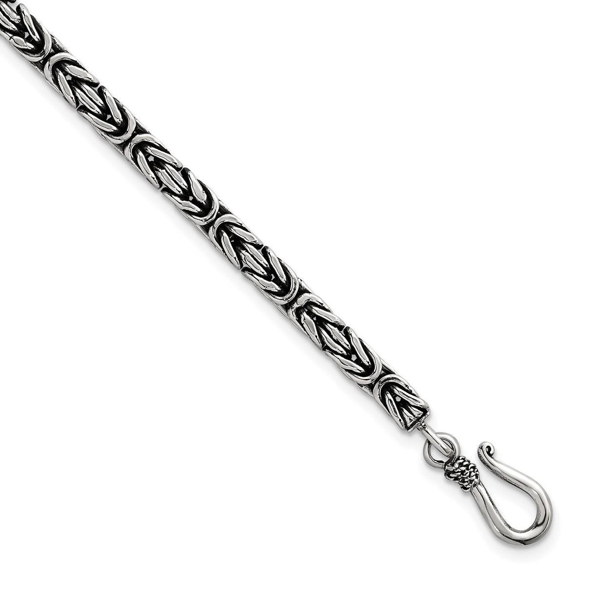 925 White Gold 3.8 mm Solid Chain Bracelet shown for scale