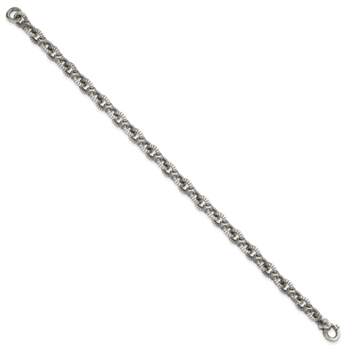 925 White Gold 7.3 mm Brushed Chain Bracelet, Solid