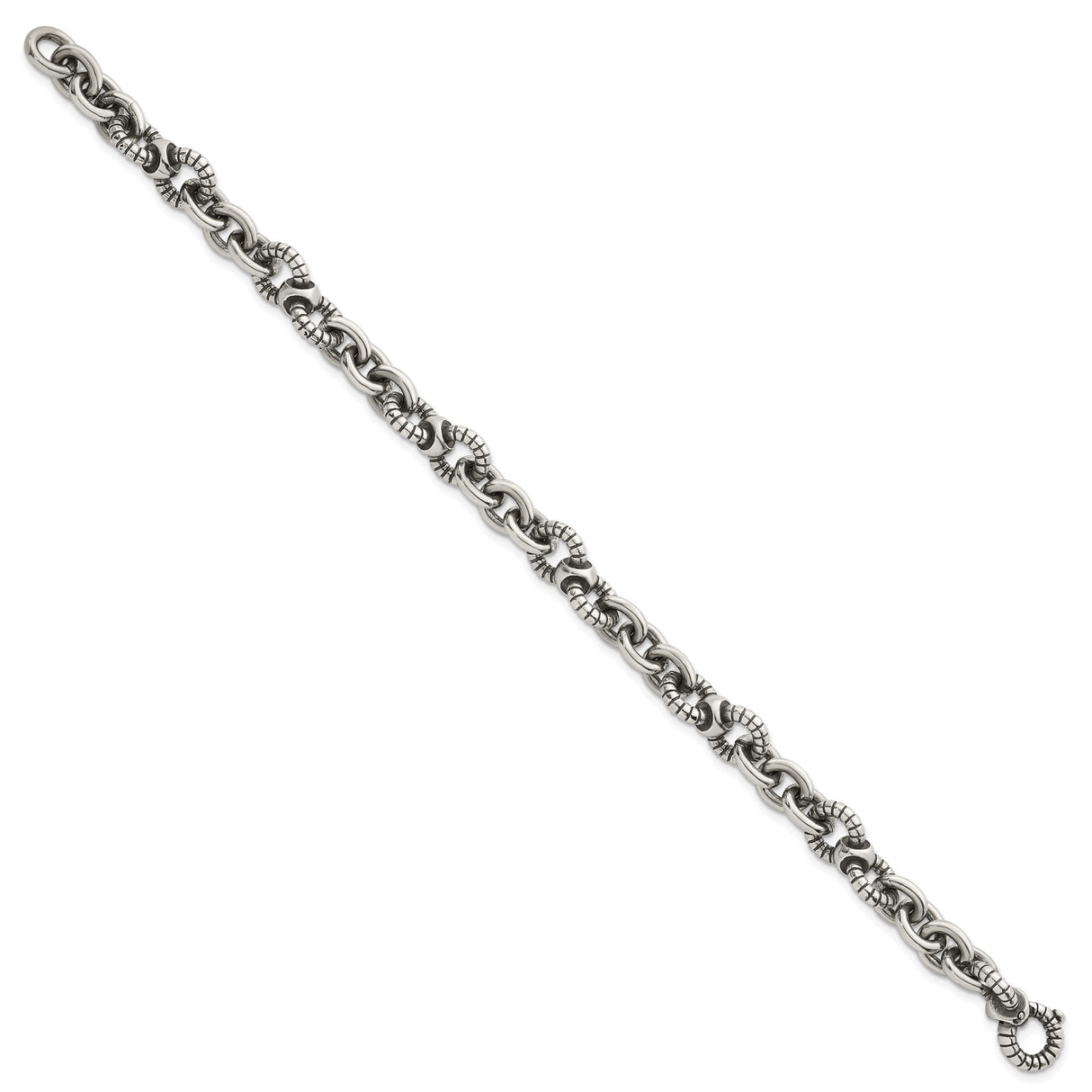 925 White Gold 9.5 mm Polished Chain Bracelet, Solid