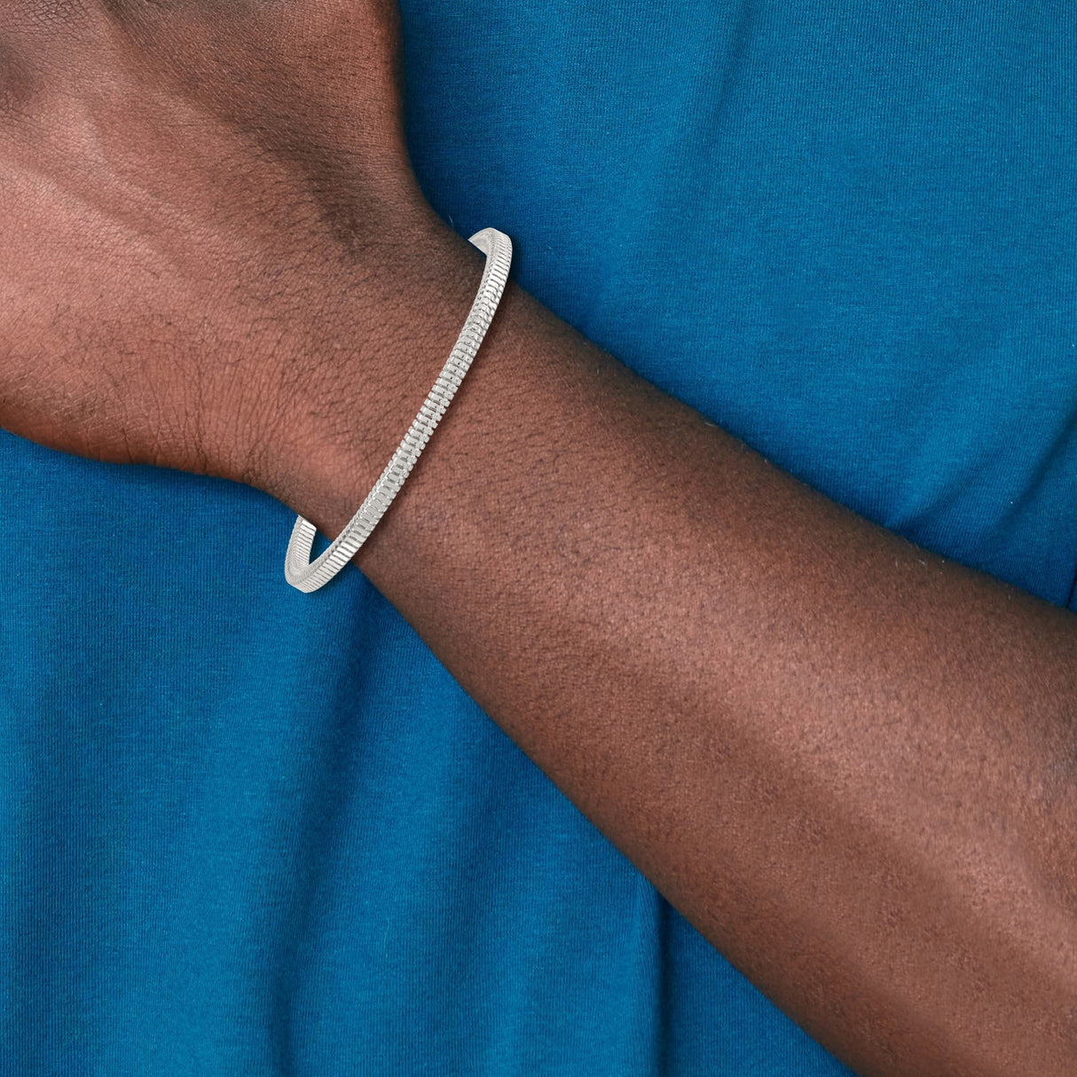 925 White Gold 3.5 mm Polished Chain Bracelet detail view