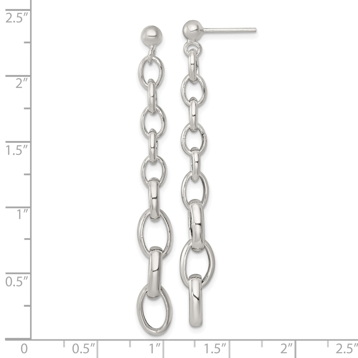 Sterling Silver Drop Earrings with Interlocking Oval Links, Lightweight Modern Dangle Design
