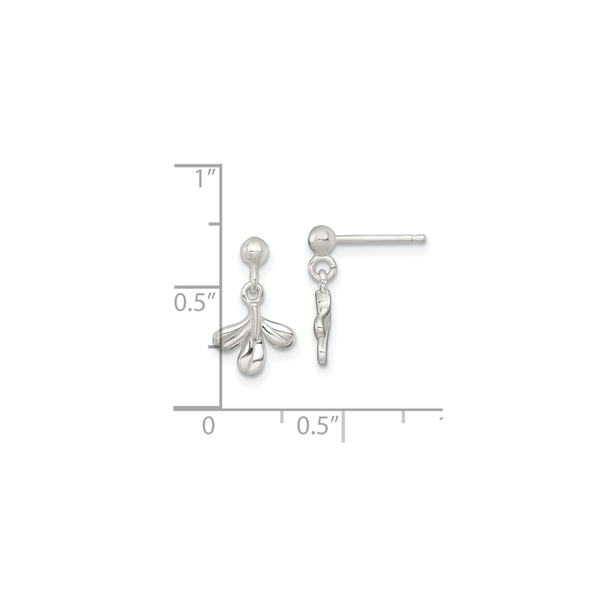 Sterling Silver Dangle Earrings with Three Leaf Design, Nature Inspired Jewelry for Women