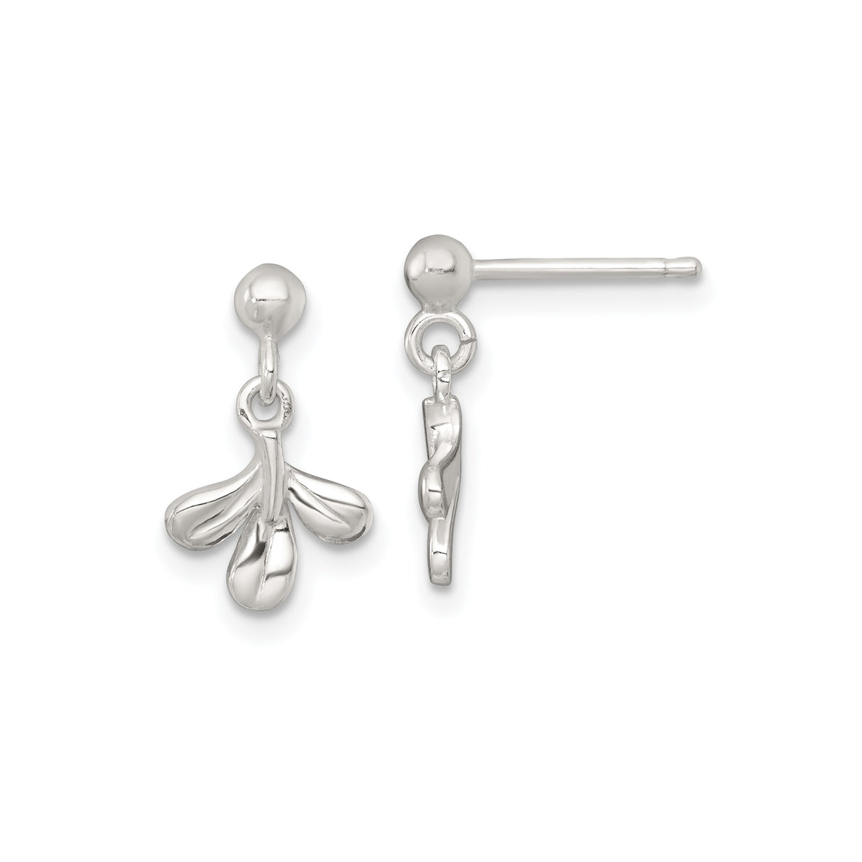 Sterling Silver Dangle Earrings with Three Leaf Design, Nature Inspired Jewelry for Women