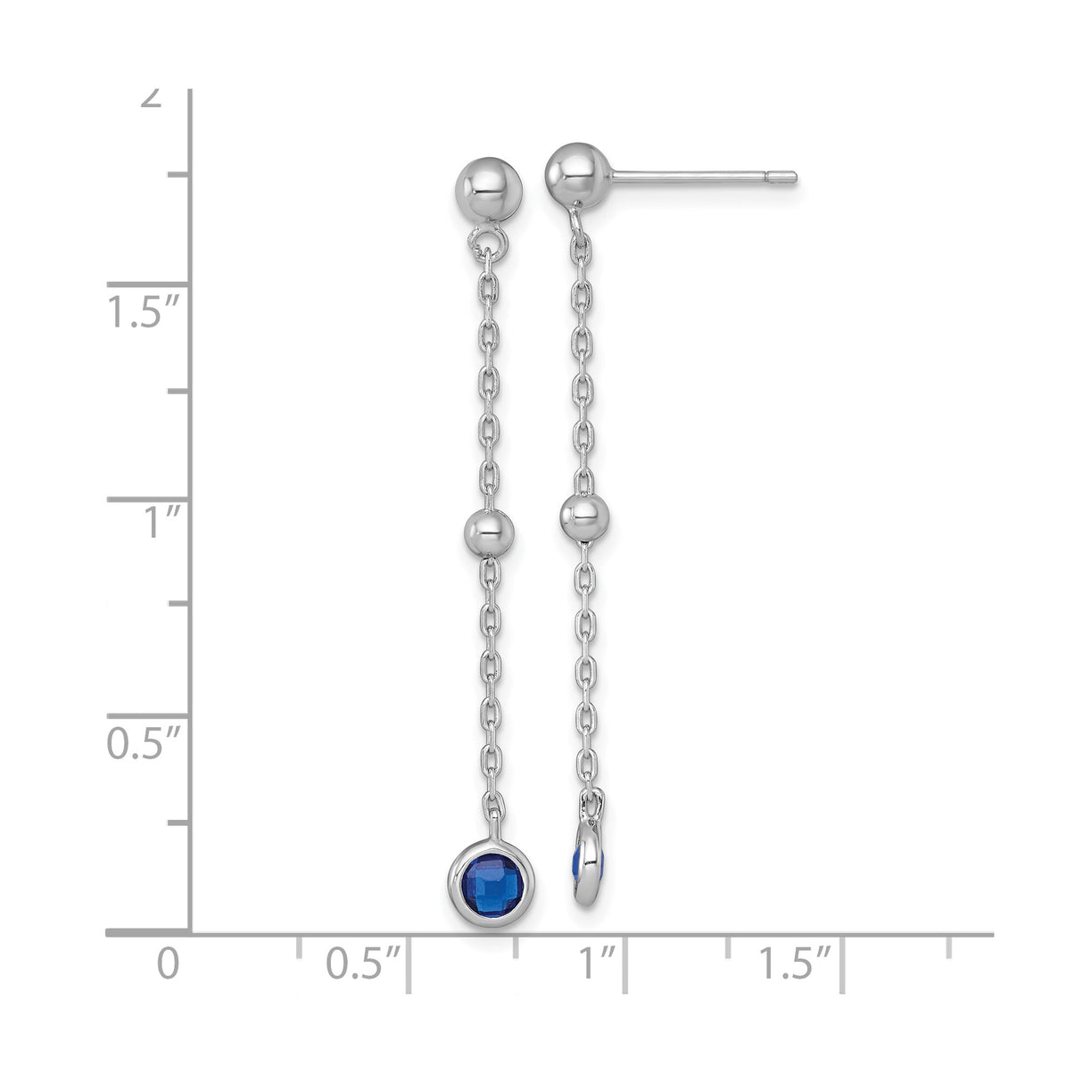 Sterling Silver Dangle Earrings with Cubic Zirconia and Long Delicate Chain Design