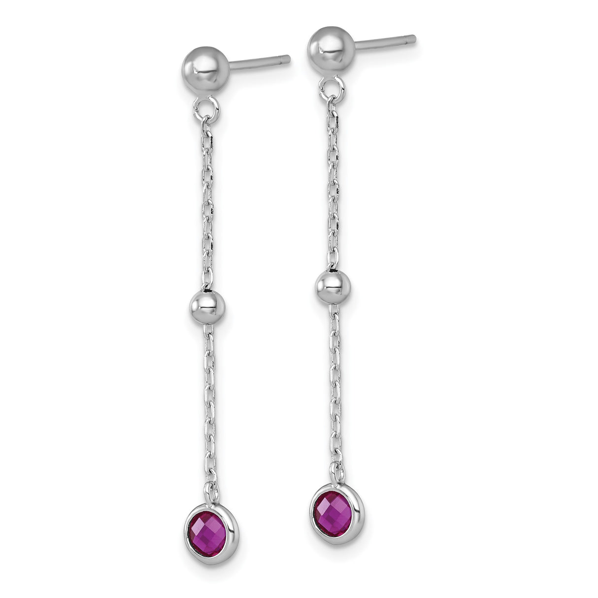 Sterling Silver Dangle Earrings with Cubic Zirconia and Delicate Chain Design