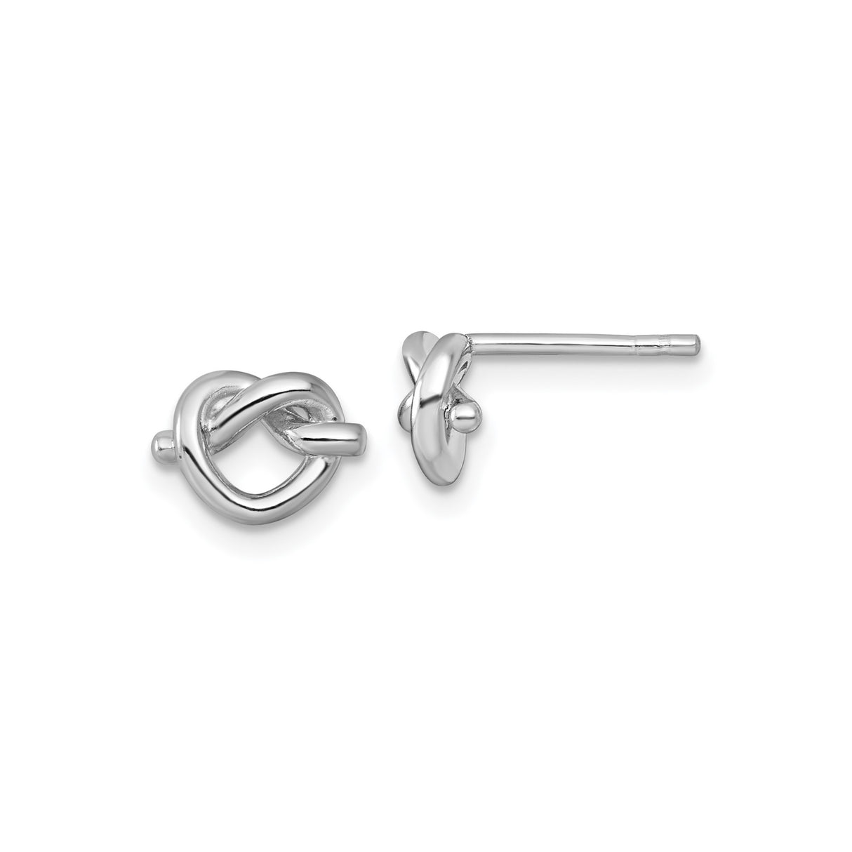 Sterling Silver Love Knot Stud Earrings, Polished Finish, Symbolizing Unity and Everlasting Love