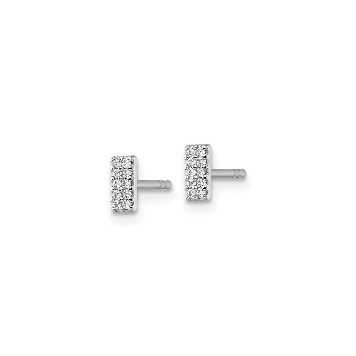 Sterling Silver Bar Stud Earrings with Cubic Zirconia, Minimalist Geometric Design for Women
