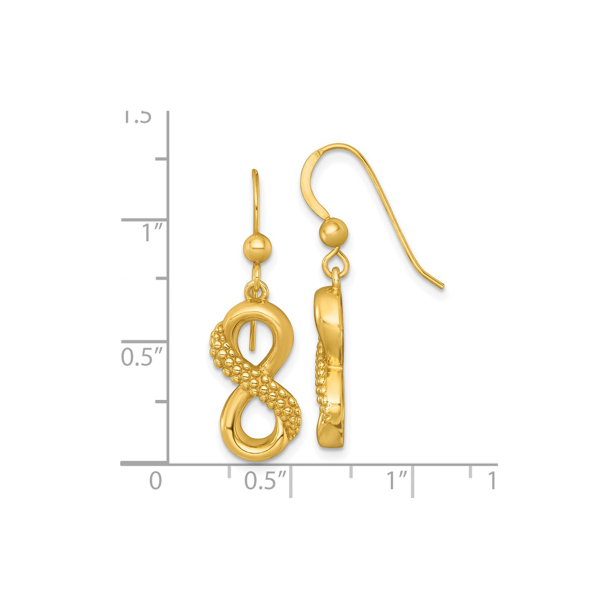 Sterling Silver Infinity Dangle Earrings with Textured Beading Hook Design