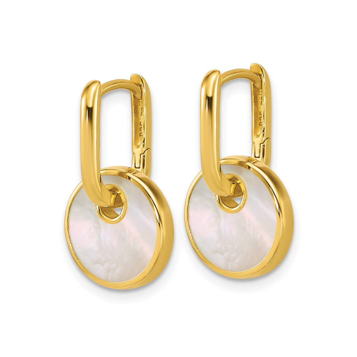 Sterling Silver Dangle Earrings with Mother-of-Pearl Inlay, Modern Minimalist Design