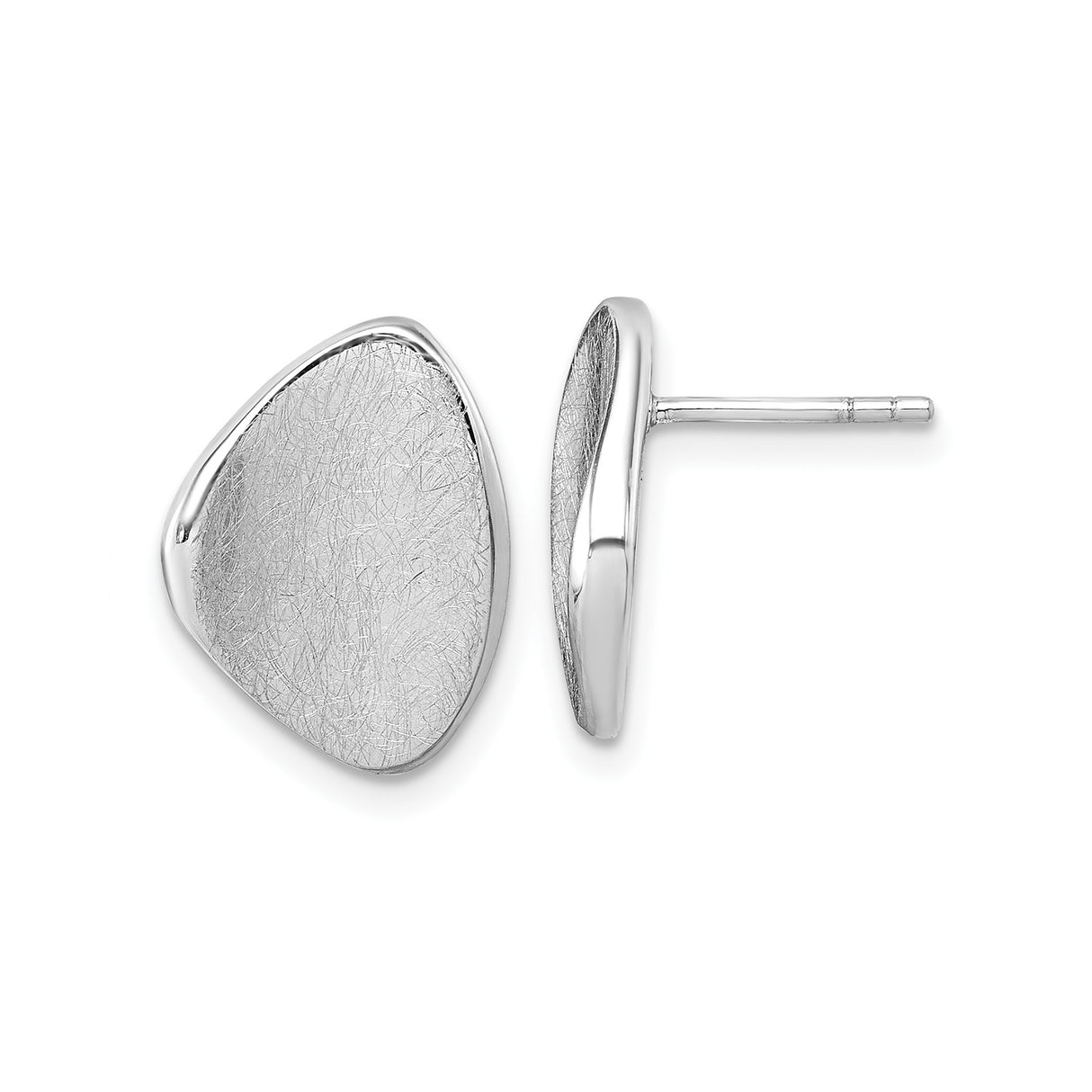 Sterling Silver Triangle Stud Earrings, Brushed Finish, Asymmetrical Geometric Design