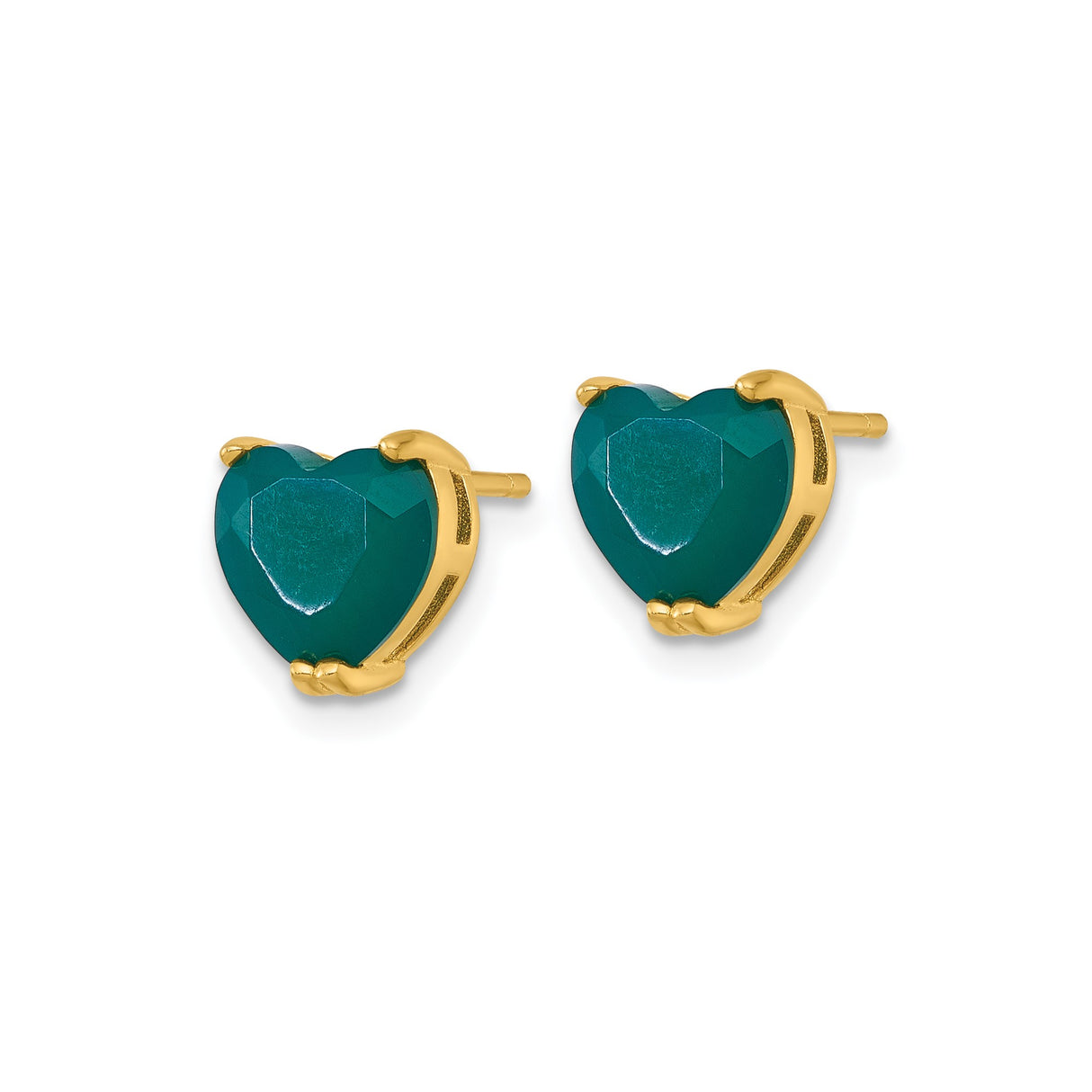 Sterling Silver Heart Stud Earrings with Chalcedony, Gold-Plated, Romantic Design for Women