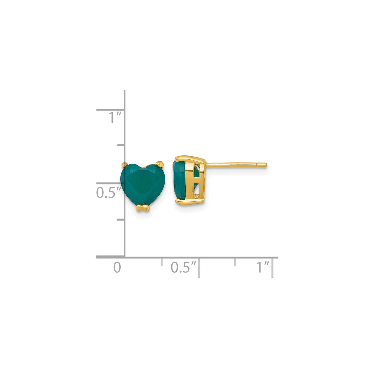 Sterling Silver Heart Stud Earrings with Chalcedony, Gold-Plated, Romantic Design for Women