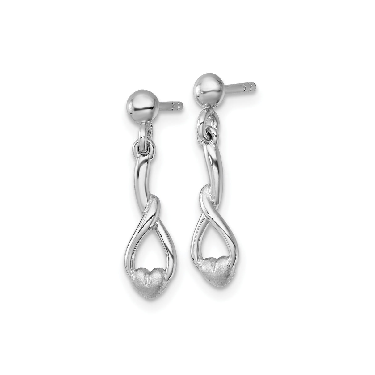 Sterling Silver Dangle Earrings with Twisted Infinity Heart Design for Women