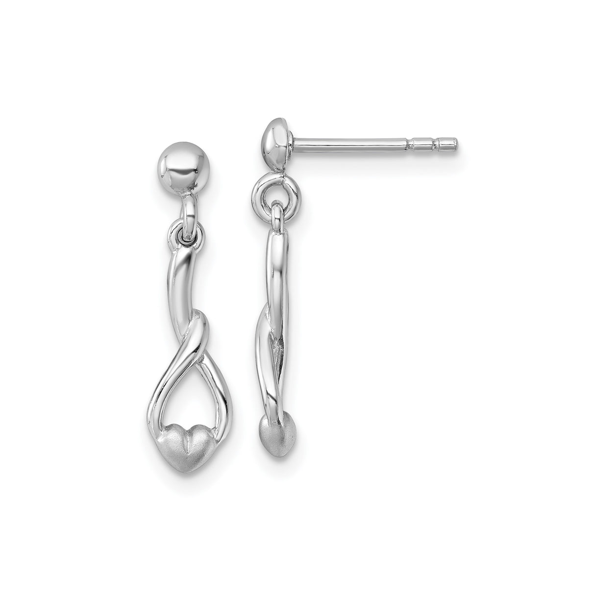 Sterling Silver Dangle Earrings with Twisted Infinity Heart Design for Women
