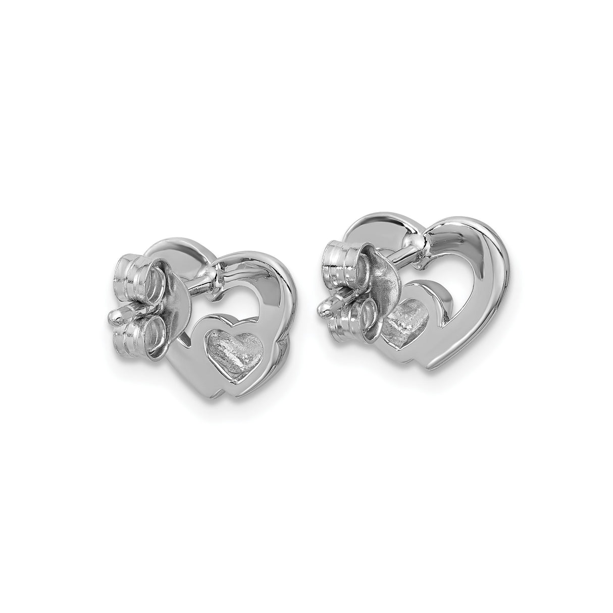 Sterling Silver Double Heart Stud Earrings, Interlocking Hearts Design for Women and Girls