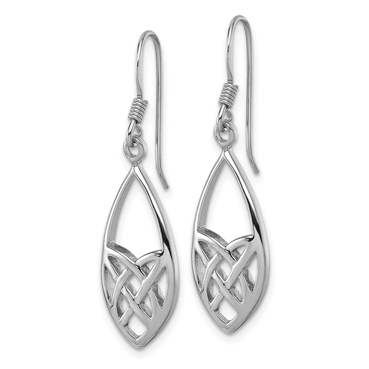 Sterling Silver Dangle Earrings with Open Teardrop and Celtic Knot Design for Women