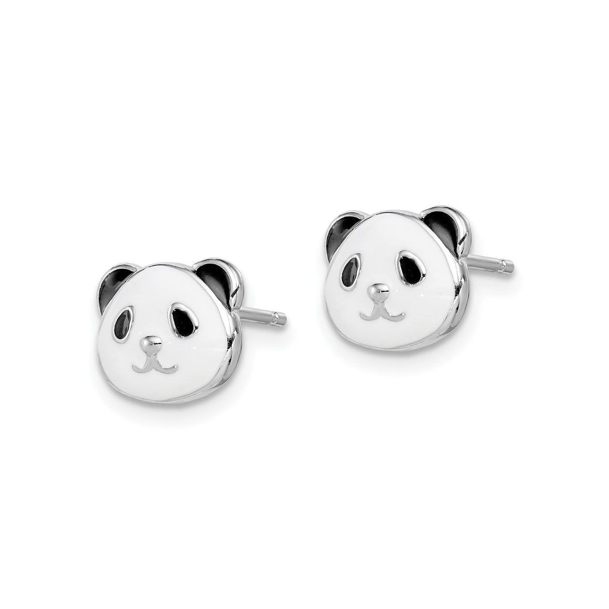 Sterling Silver Panda Bear Stud Earrings with Enamel Face Design, Cute Animal Theme