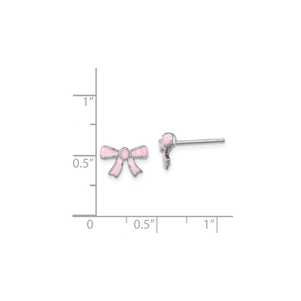 Sterling Silver Bow Stud Earrings with Pink Enamel, Dainty Ribbon Design for Girls and Women