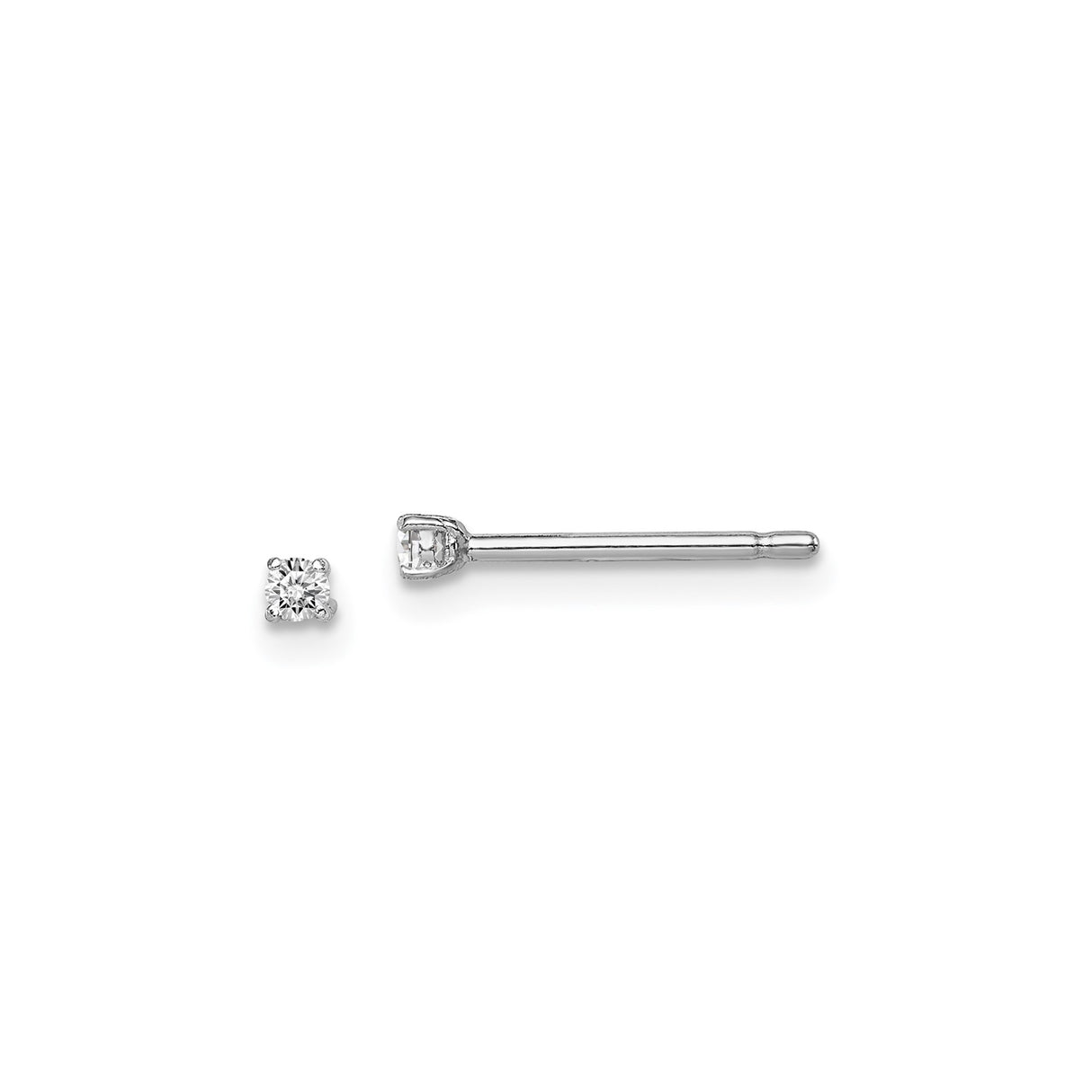 Sterling Silver Stud Earrings with Round Cut Cubic Zirconia, Minimalist Four Prong Setting