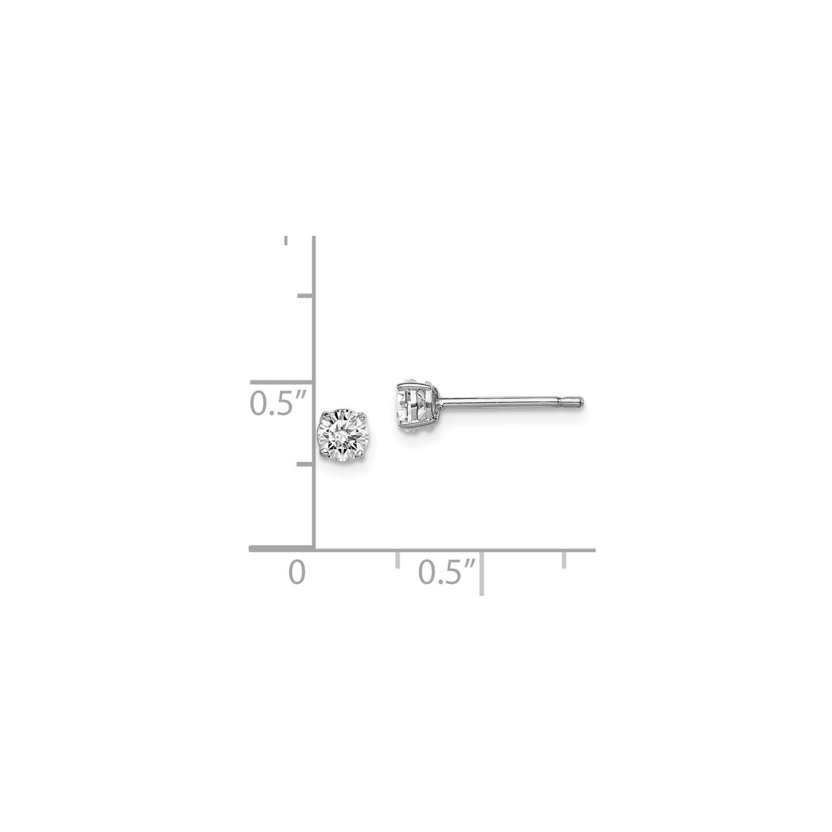 Sterling Silver Stud Earrings with Round Cubic Zirconia, Classic Minimalist Design