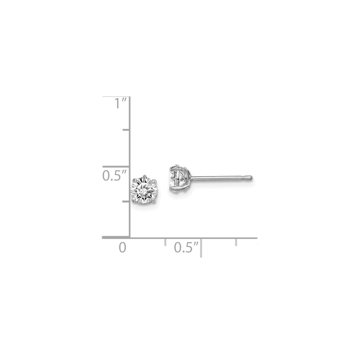 Sterling Silver Stud Earrings with Round Cubic Zirconia, Classic Four Prong Setting