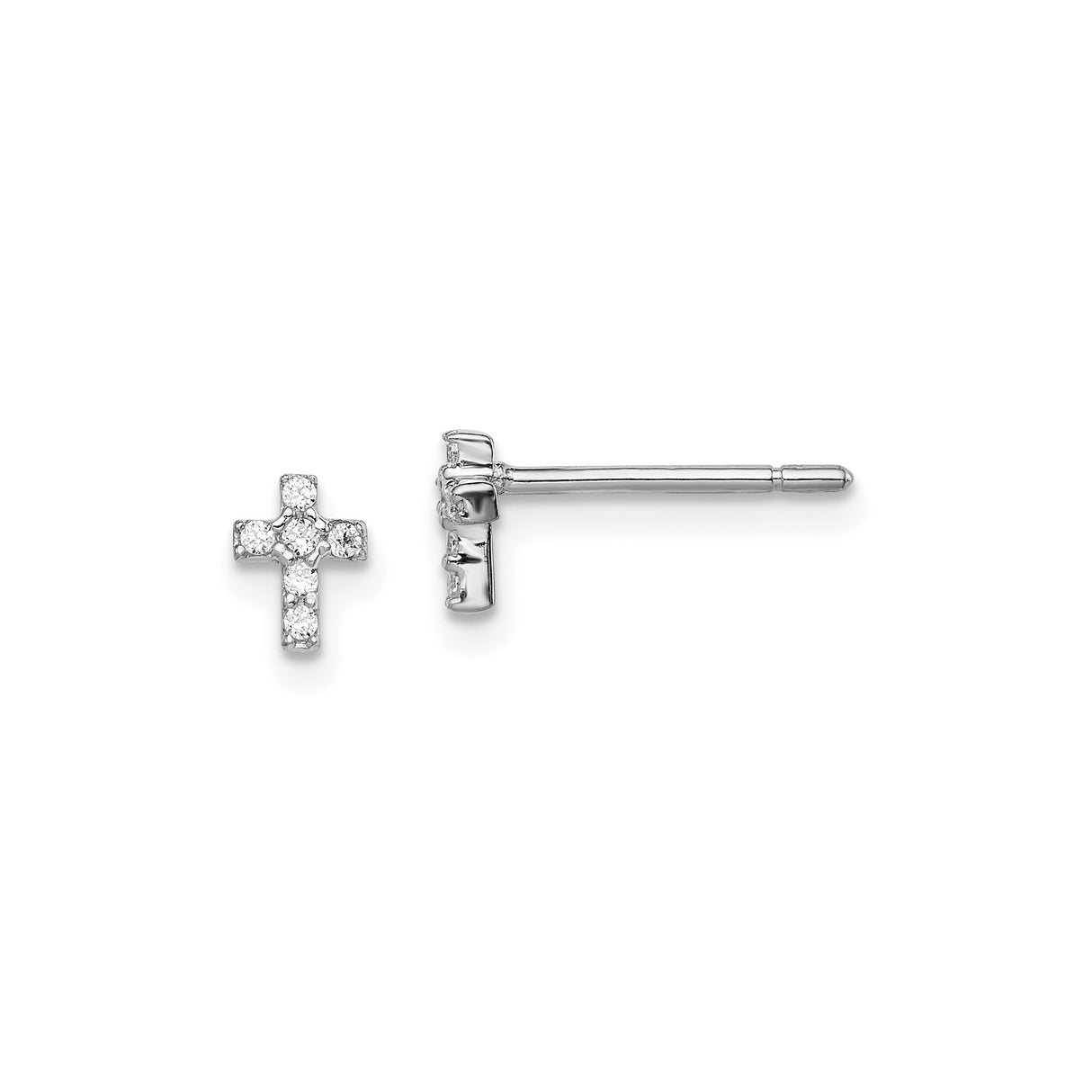 Sterling Silver Cross Pendant with Cubic Zirconia, Minimalist Religious Design for Men and Women