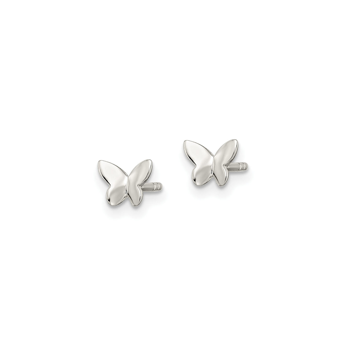 Sterling Silver Butterfly Stud Earrings, Polished Finish, Nature-Inspired Design for Women