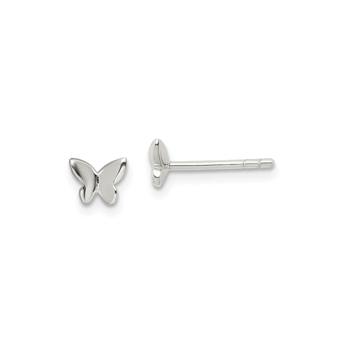 Sterling Silver Butterfly Stud Earrings, Polished Finish, Nature-Inspired Design for Women