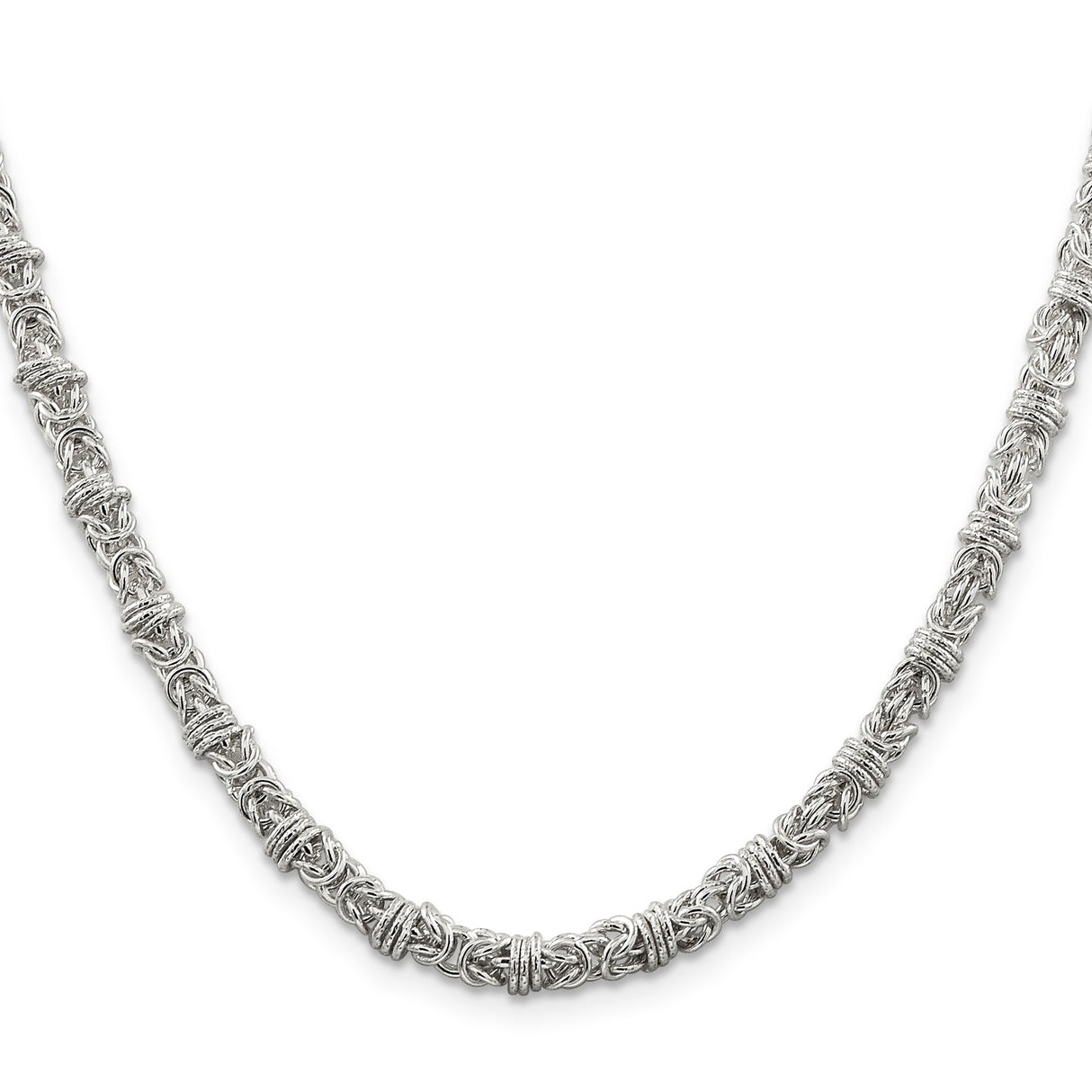 925 White Gold 4 mm Polished Chain Necklace, Solid