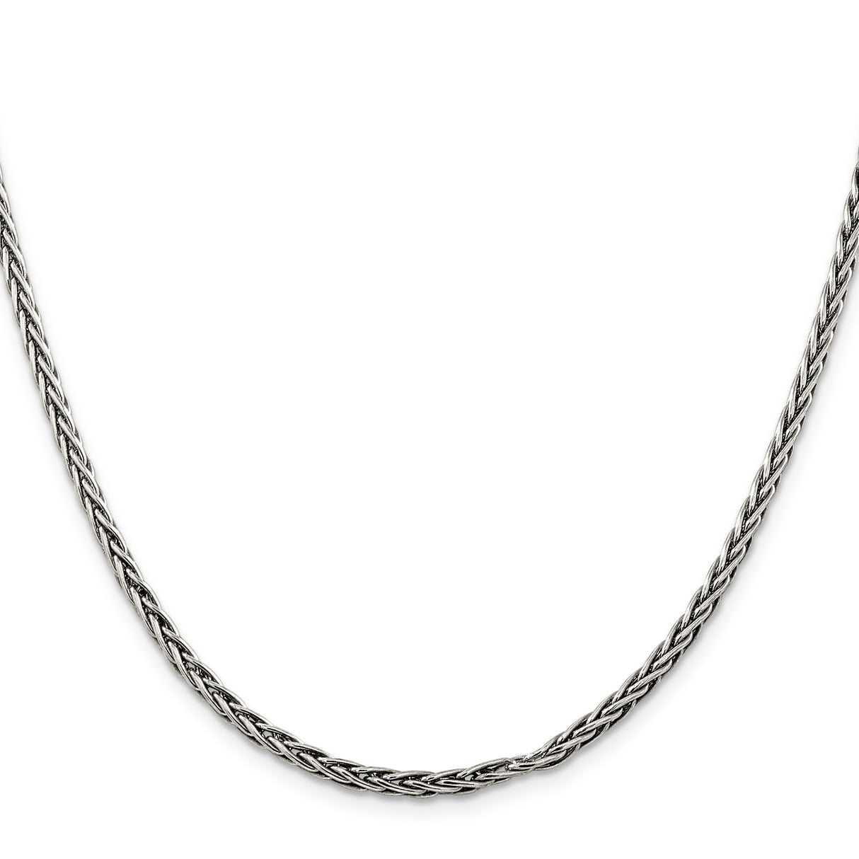 925 White Gold 3.25 mm Solid Chain Necklace