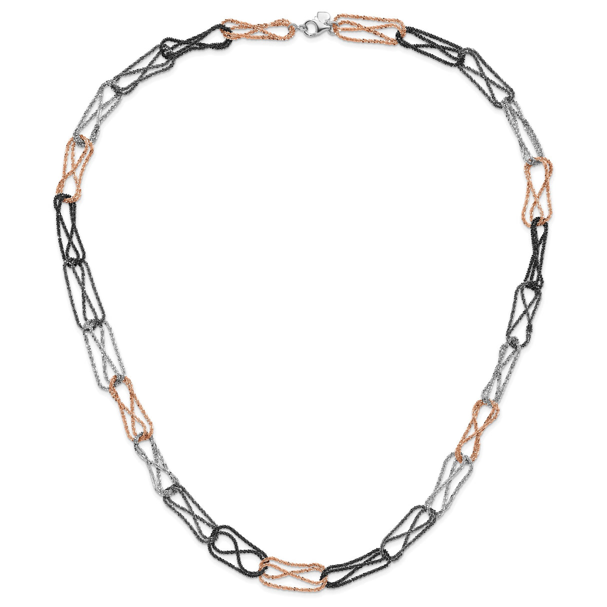 925 White Gold 10 mm Polished Chain Necklace