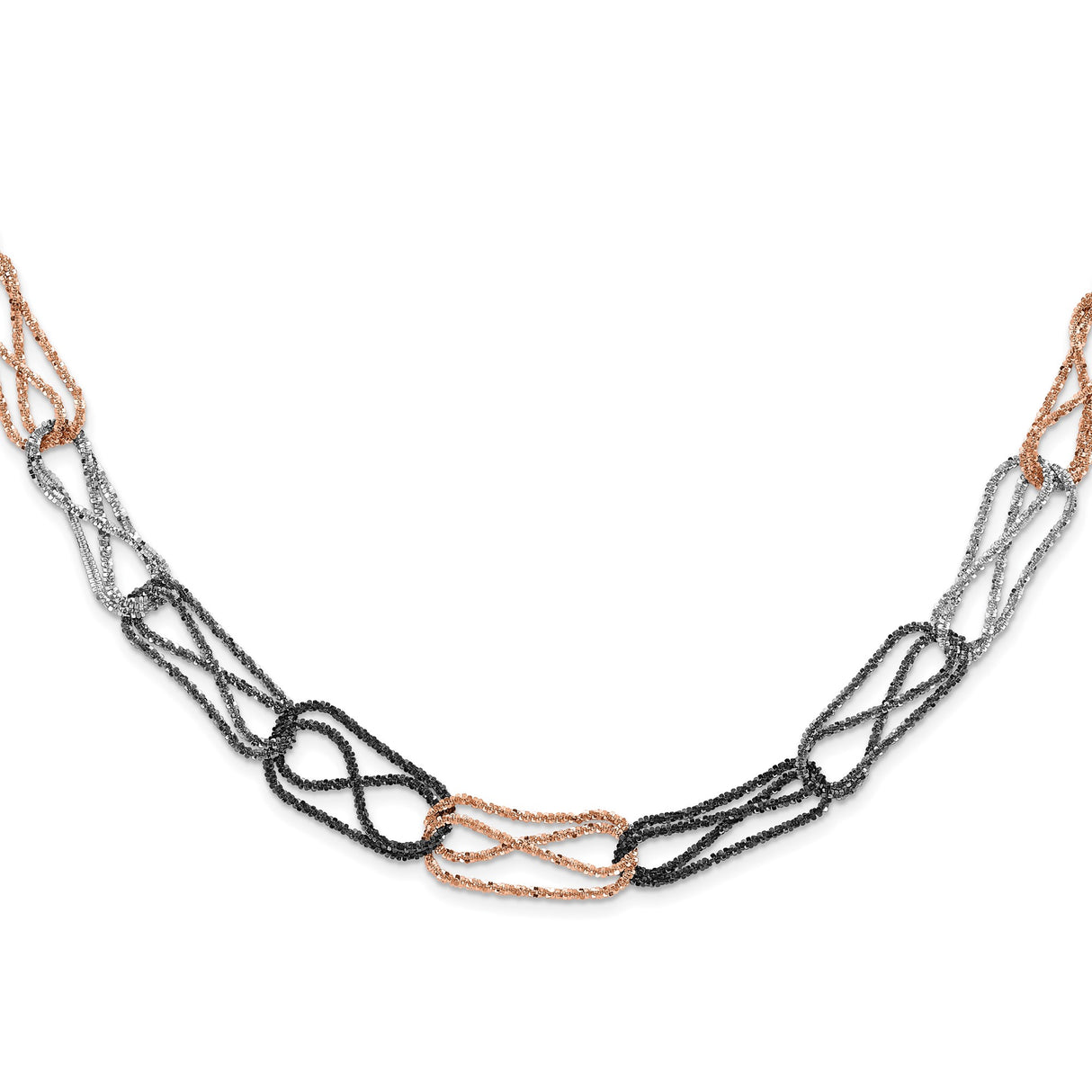 925 White Gold 10 mm Polished Chain Necklace alternate angle