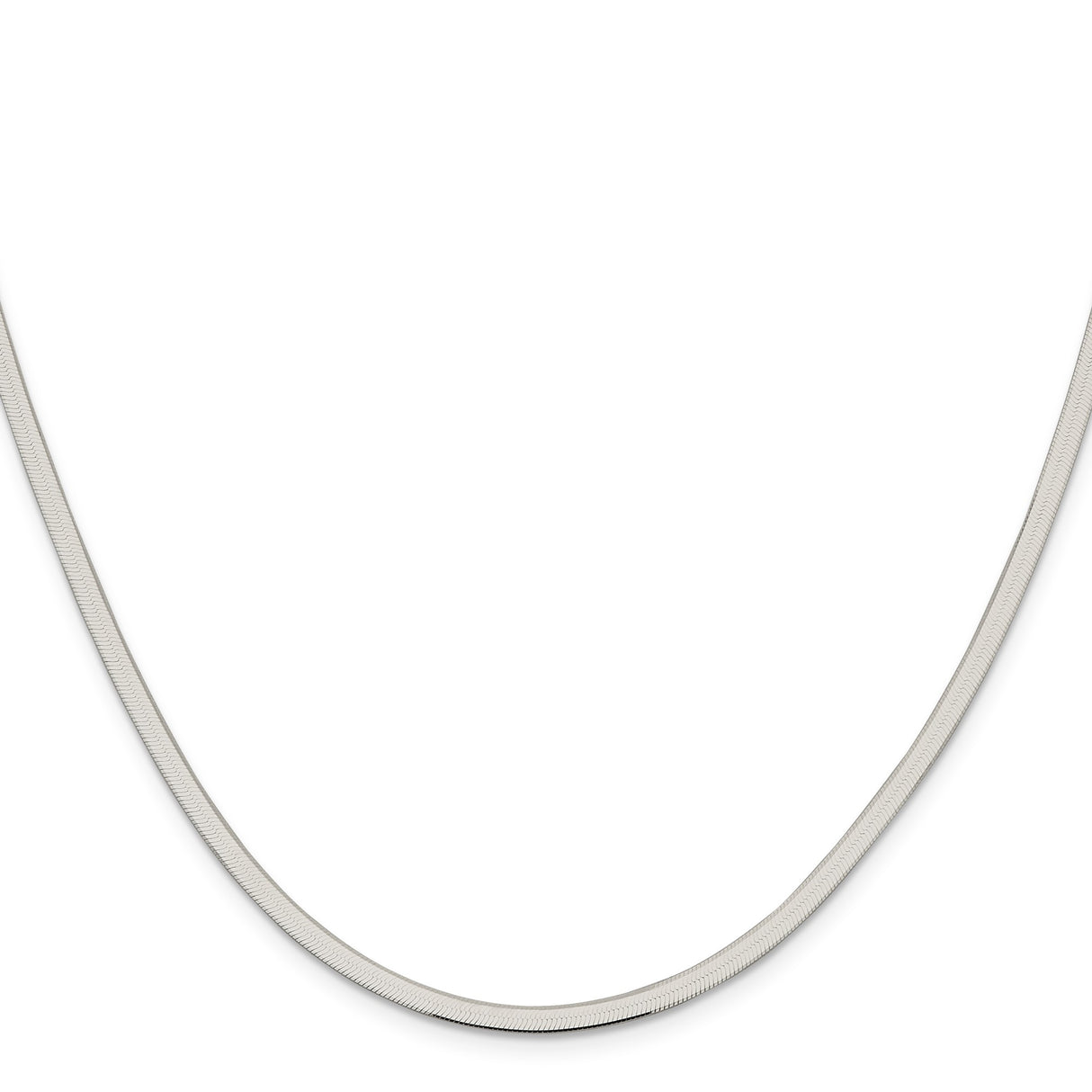 925 White Gold 3 mm Herringbone Chain Necklace, Polished