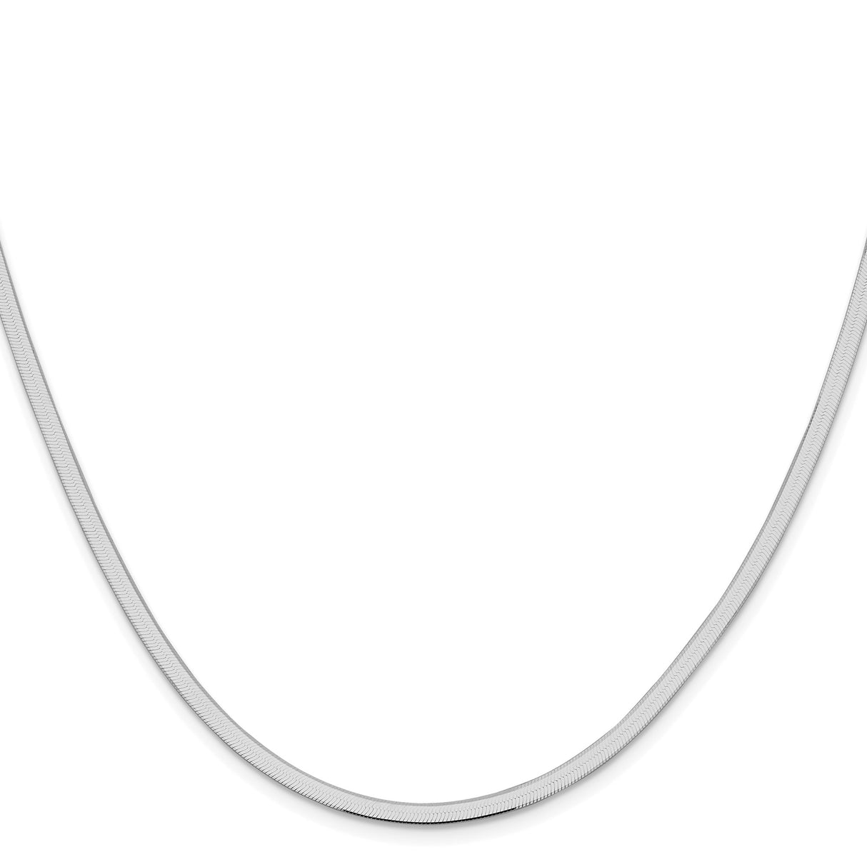 925 White Gold 3 mm Herringbone Chain Necklace, Polished