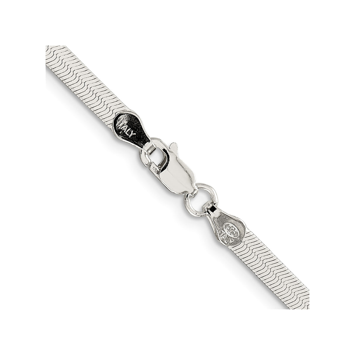 925 White Gold 3.5 mm Herringbone Chain Necklace, Polished alternate angle