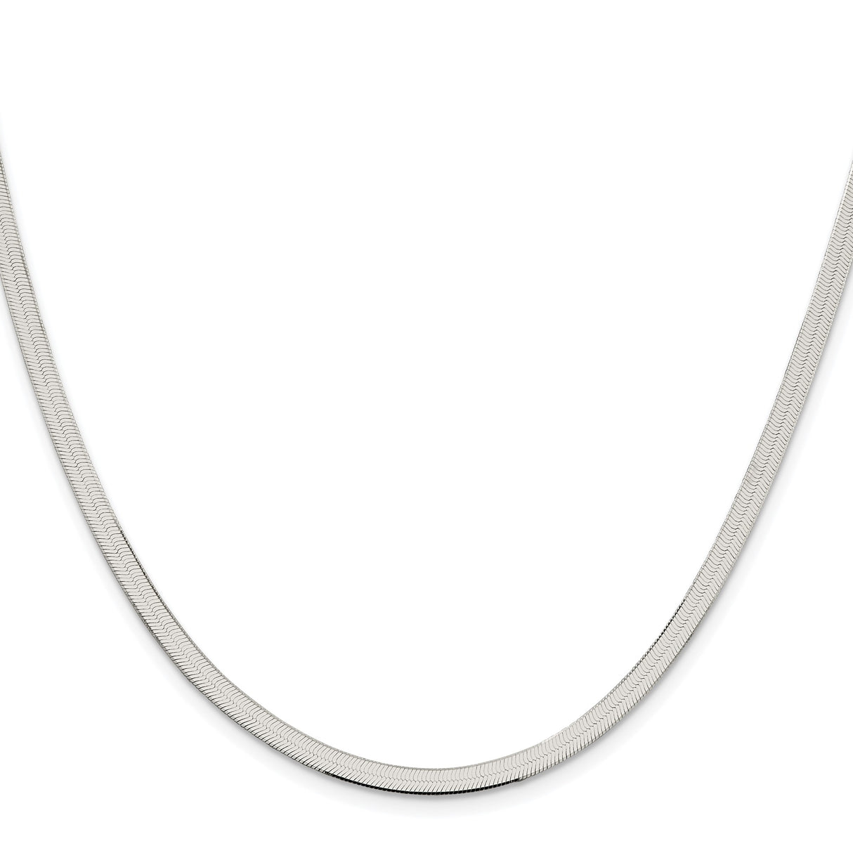 925 White Gold 3.5 mm Herringbone Chain Necklace, Polished