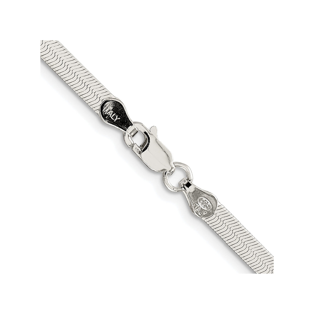 925 White Gold 3.5 mm Herringbone Chain Necklace, Polished alternate angle