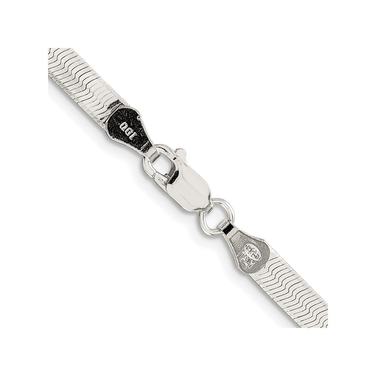 925 White Gold 4.5 mm Herringbone Chain Necklace, Polished alternate angle