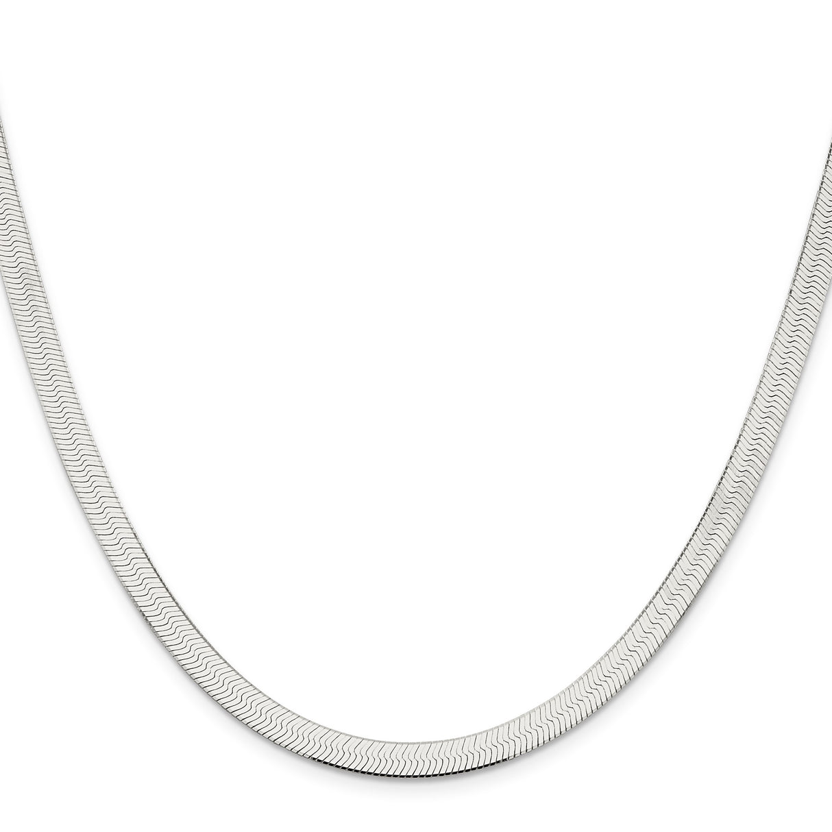 925 White Gold 5.25 mm Herringbone Chain Necklace, Polished