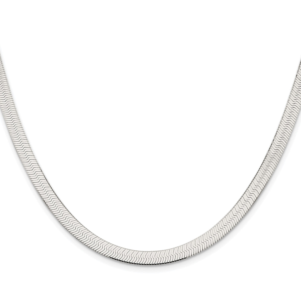 925 White Gold 5.25 mm Herringbone Chain Necklace, Polished