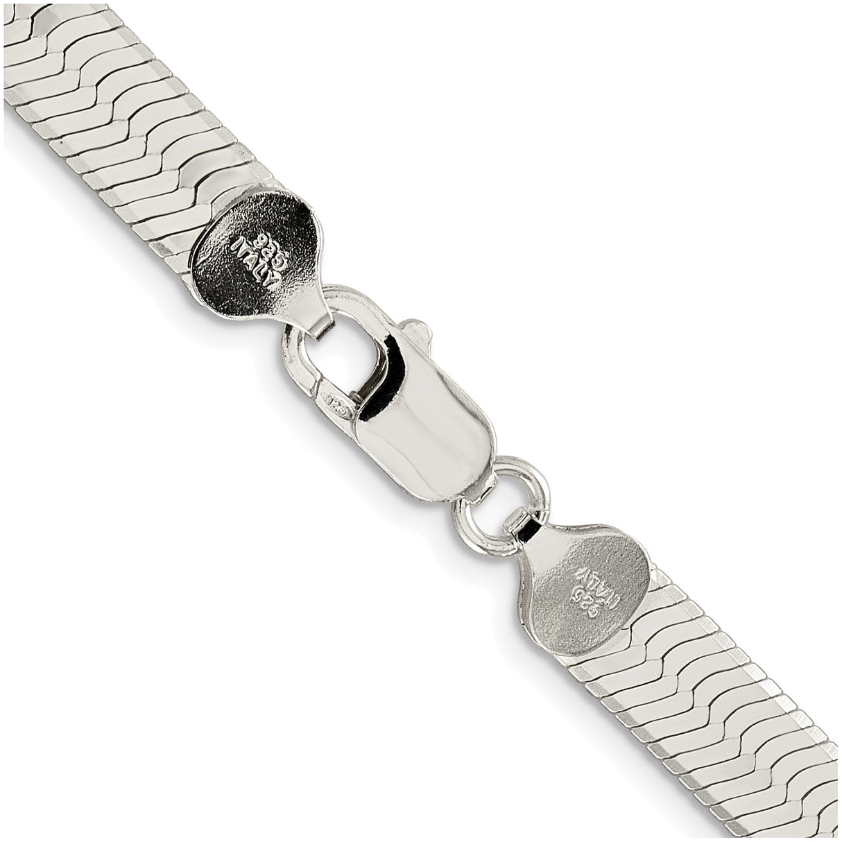 925 White Gold 8 mm Herringbone Chain Necklace, Polished alternate angle