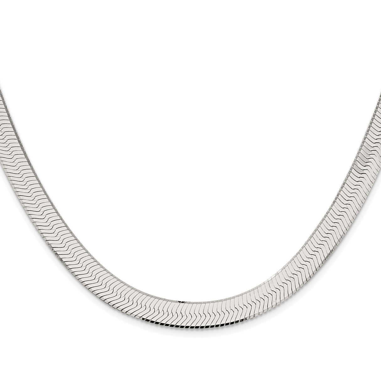 925 White Gold 8.75 mm Herringbone Chain Necklace, Polished