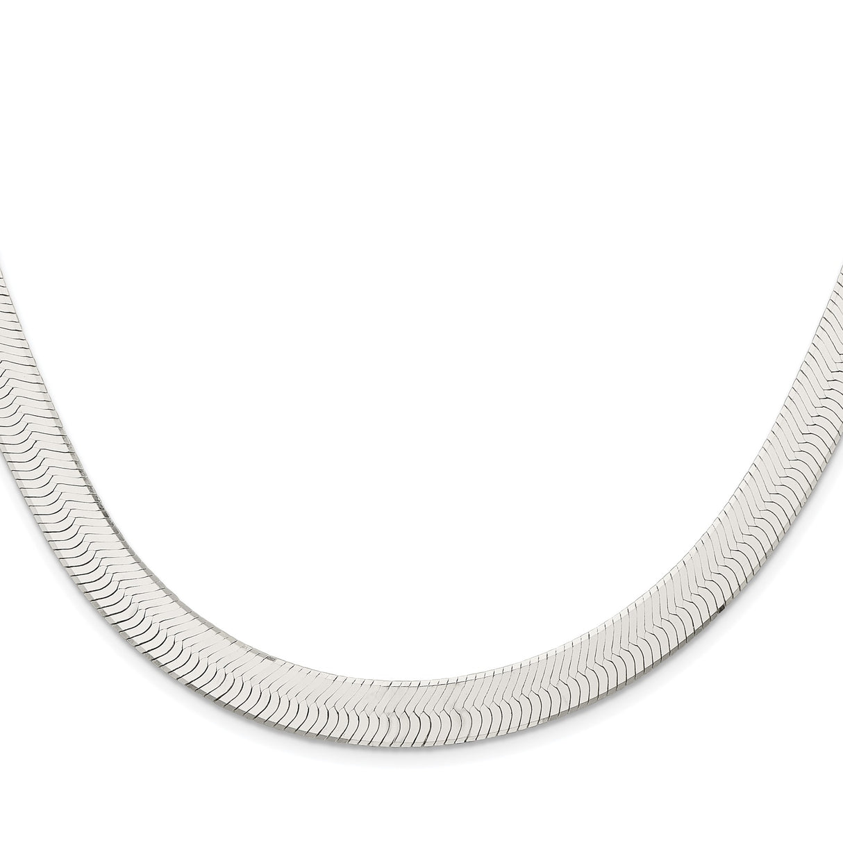 925 White Gold 10.5 mm Herringbone Chain Necklace, Polished